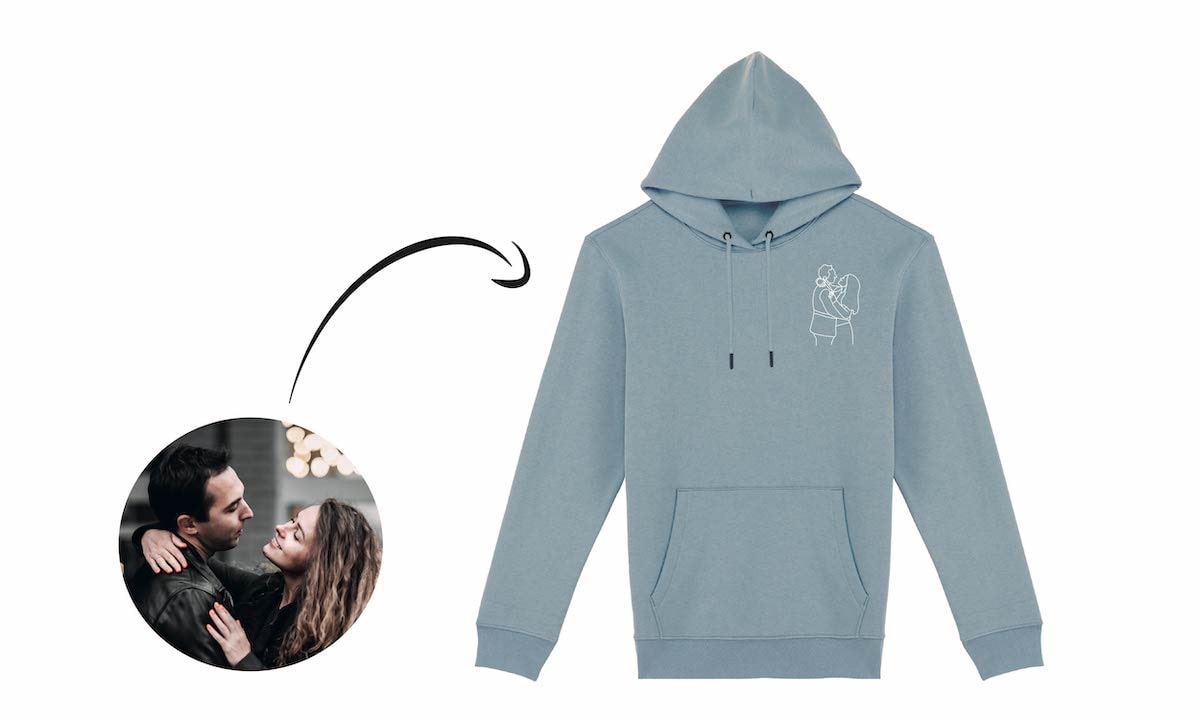 Persoonlijk geborduurde koppelhoodie