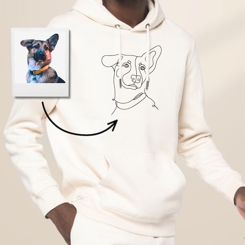 Sweat à capuche brodé personnalisé en Line Art