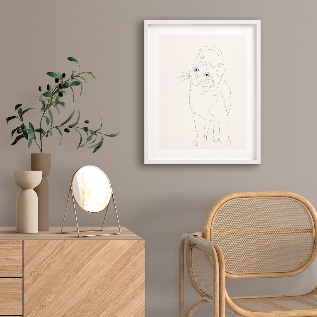 Dessin d'un jeune chat en Line Art